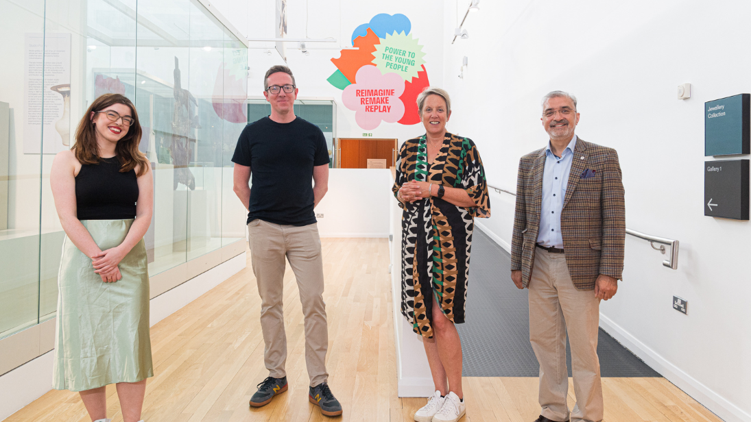 Representatives from Nerve Centre, National Museums NI and National Lottery Heritage Fund at the opening of Power to the Young People exhibition at Ulster Museum