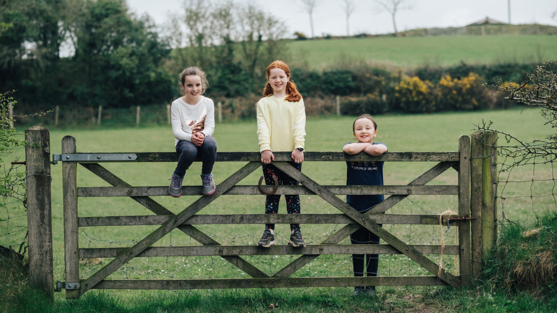 Children climbing a fence