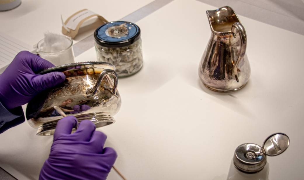 Shannon polishing White Star Line silverware