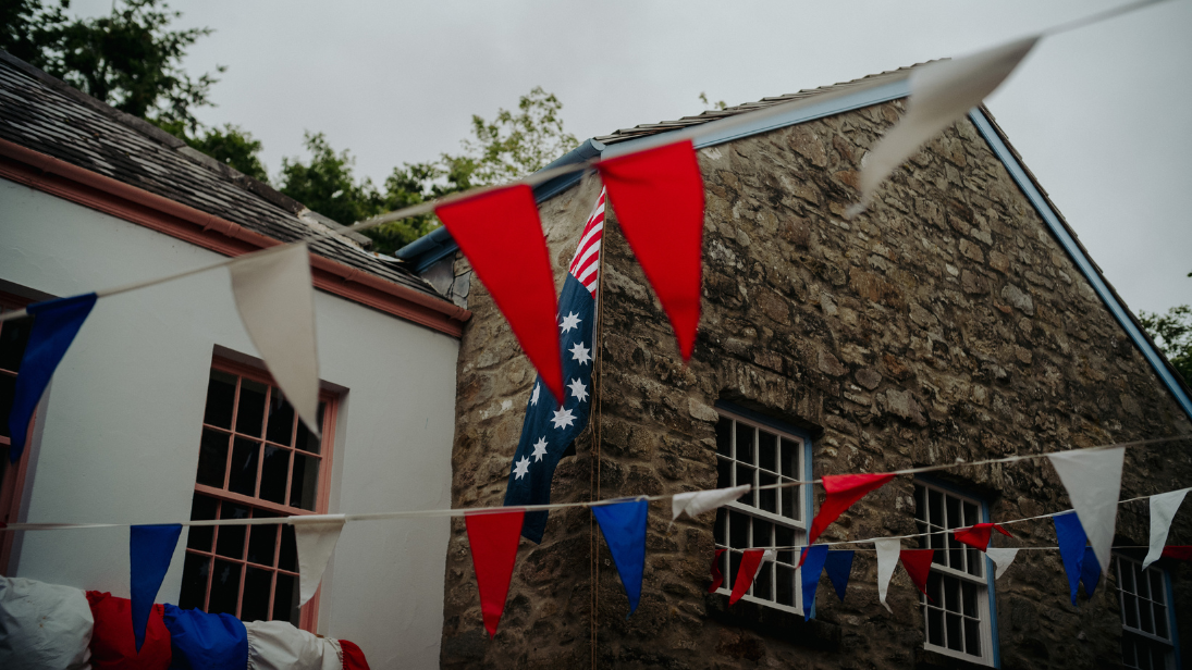 American flags at the folk park