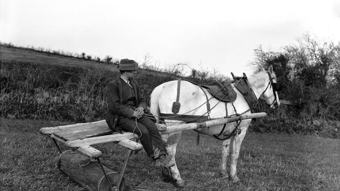 Wooden roller used on mountain farms above Carnlough