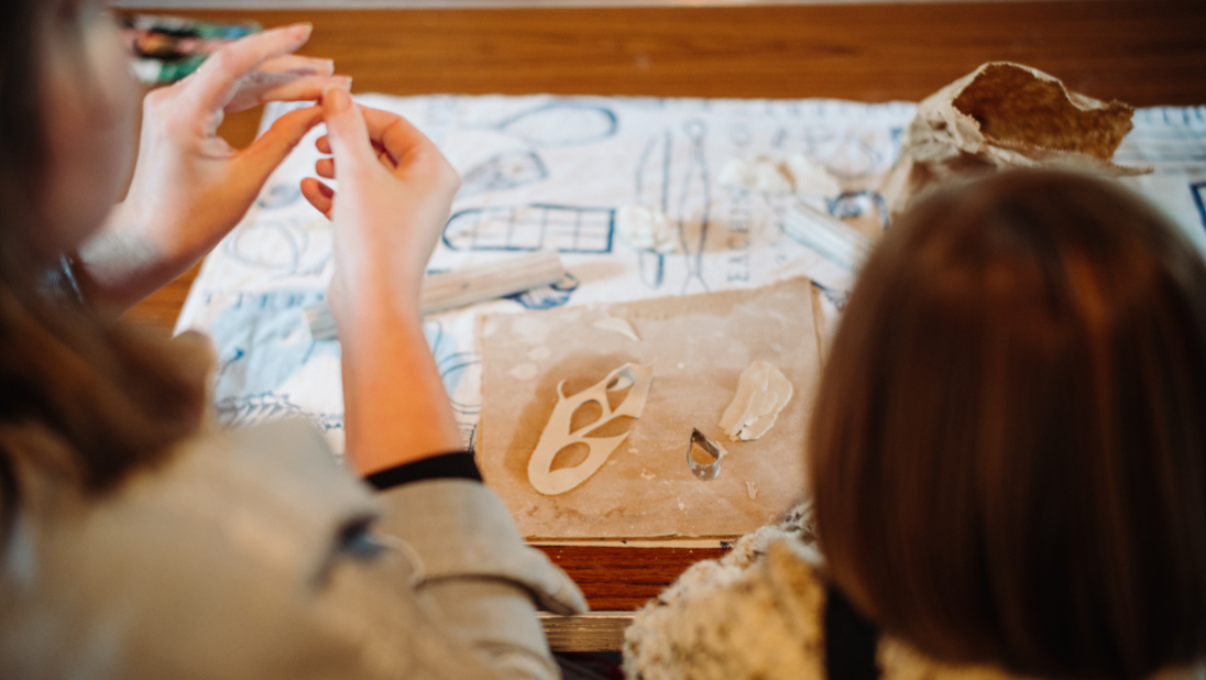 Parent and child taking part in crafts