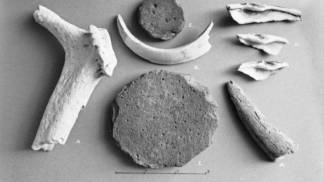 Stone implements from an archaeological dig.