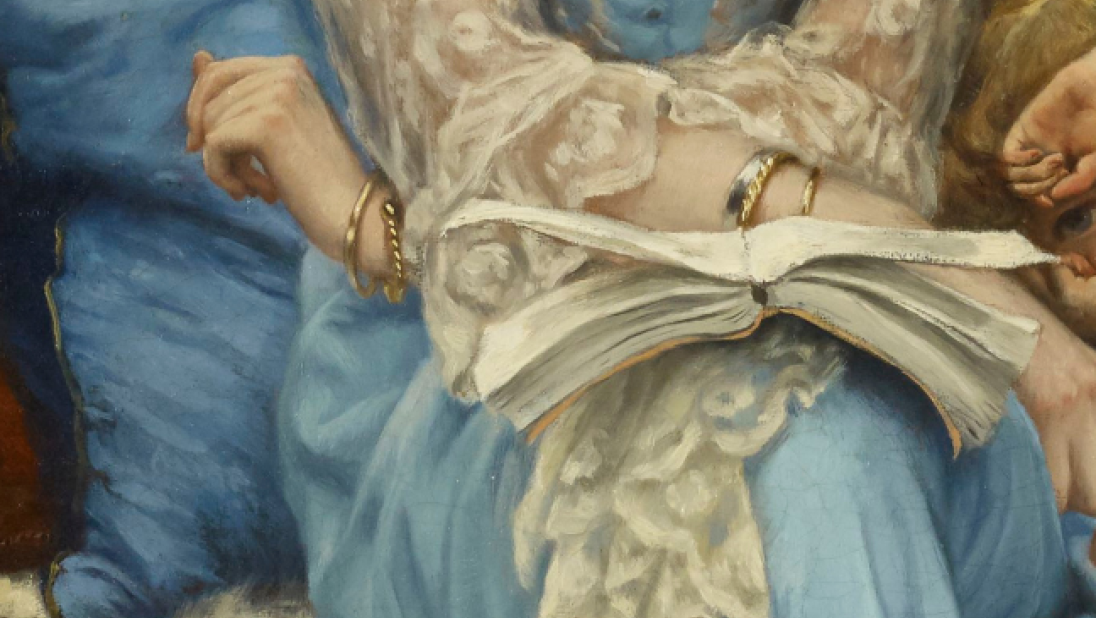 Close up of book, James Tissot, Quiet