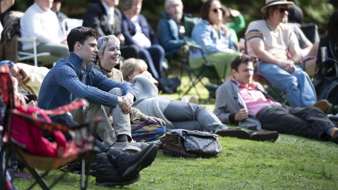 A crowd shot of people enjoying the music