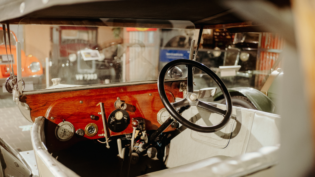 Inside one of the cars at Ulster Transport Museum