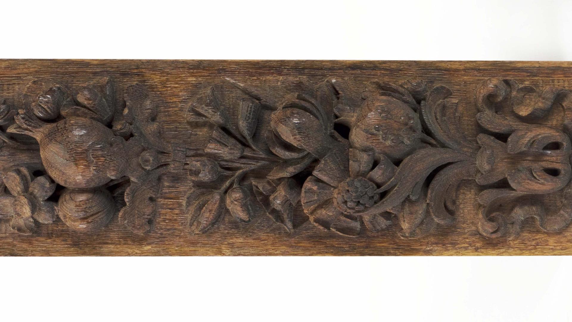 Carved oak staircase panel