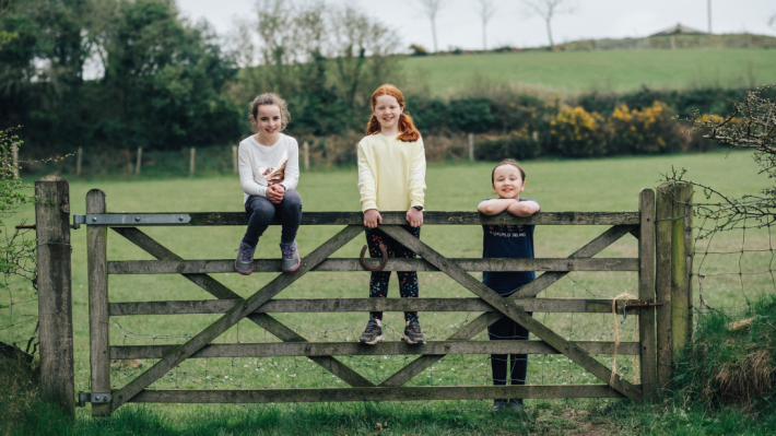 Children climbing a fence