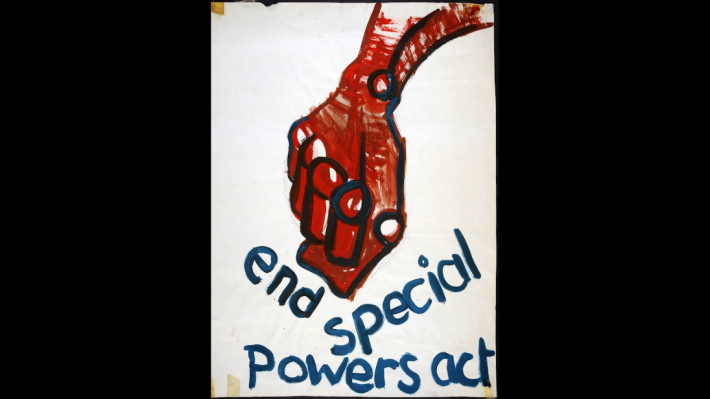 Voices of 68, end special powers act poster