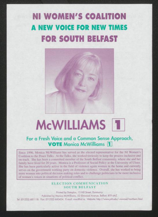 Election communication June 1998, Monica McWilliams