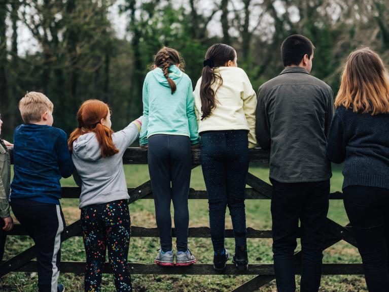 A group of visitors exploring the Ulster Folk Museum