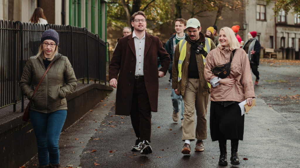 Group of people walking at Ulster Folk Museum, as part of Bona Palooza